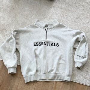 Essentials Light Gray Zip-Up Men's Sweater